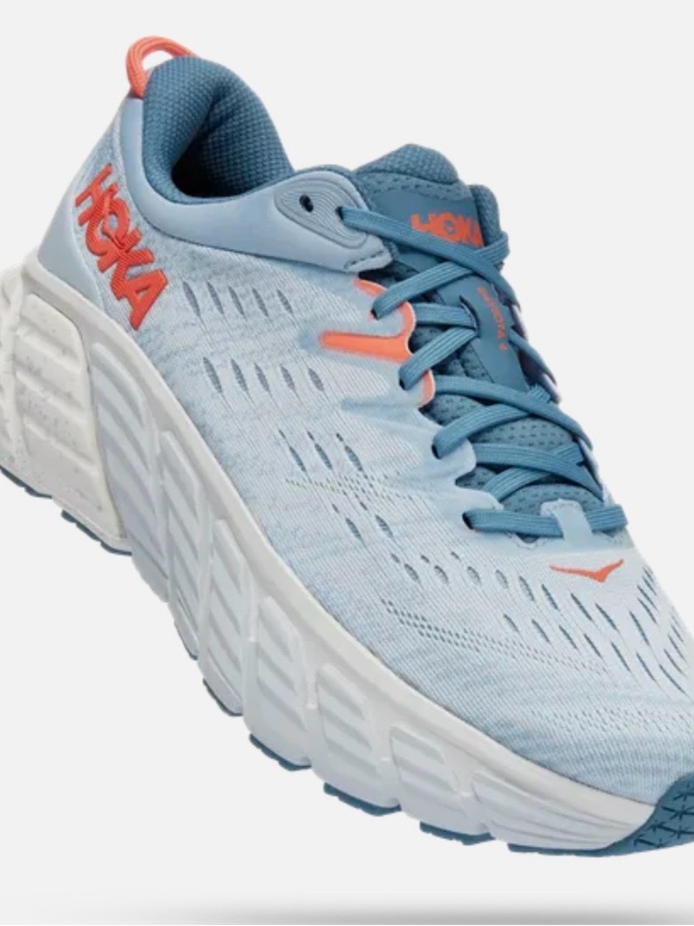 Hoka Women's Light Blue and Coral Athletic Running Shoe